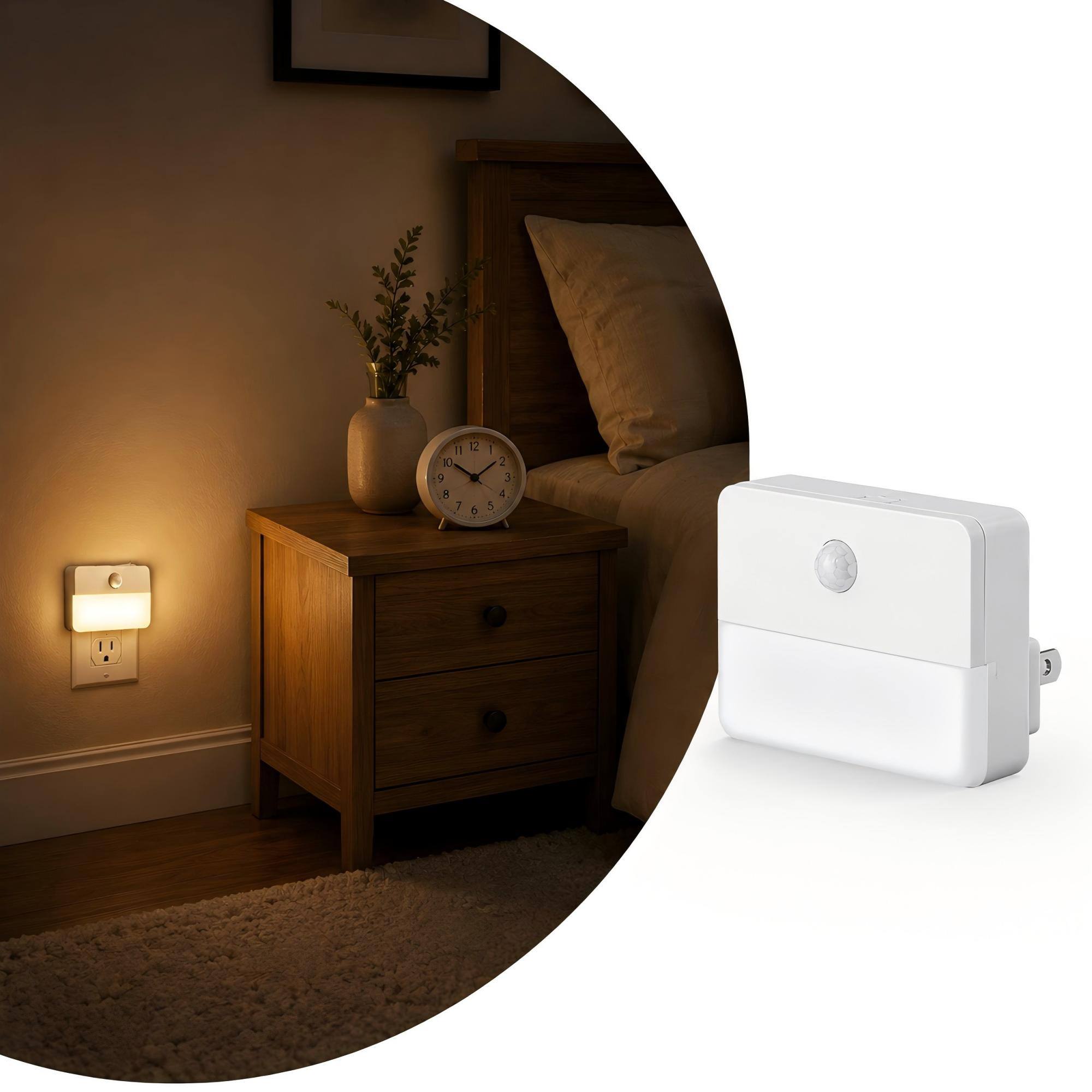 Angle. Jandcase - JANDCASE 0.6W Battery Operated Motion Sensor Night Light, 3000K Warm Glow, Square Design, Magnetic Mount, ON/OFF/AUTO - White.