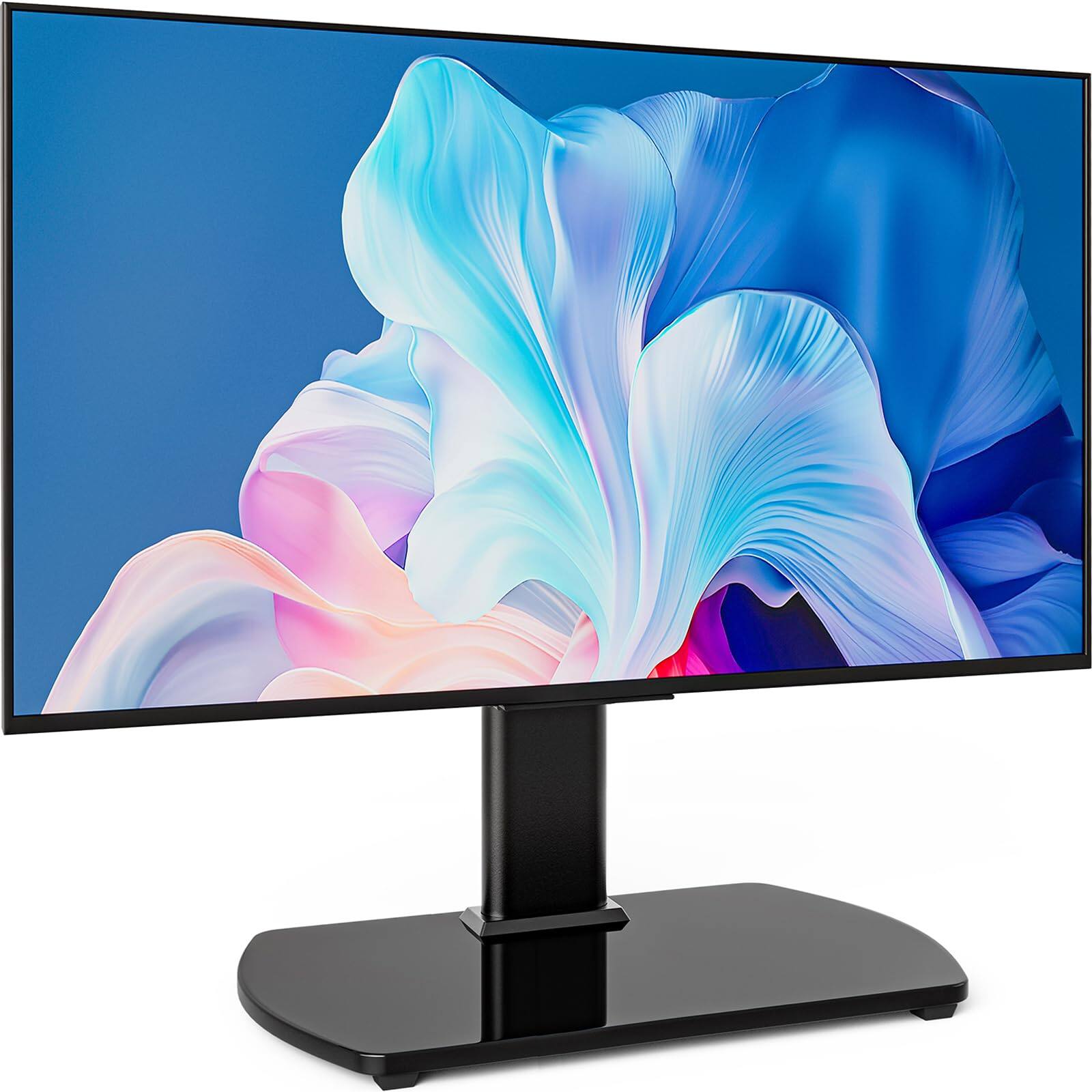 ThinkLink Electronic - Universal Stand 27- Tvs Swivel Mount Height Adjustable Table Top Heavy Duty Tempered Glass Base Pedestal Vesa - 27"-60" Universal Swivel TV Stand