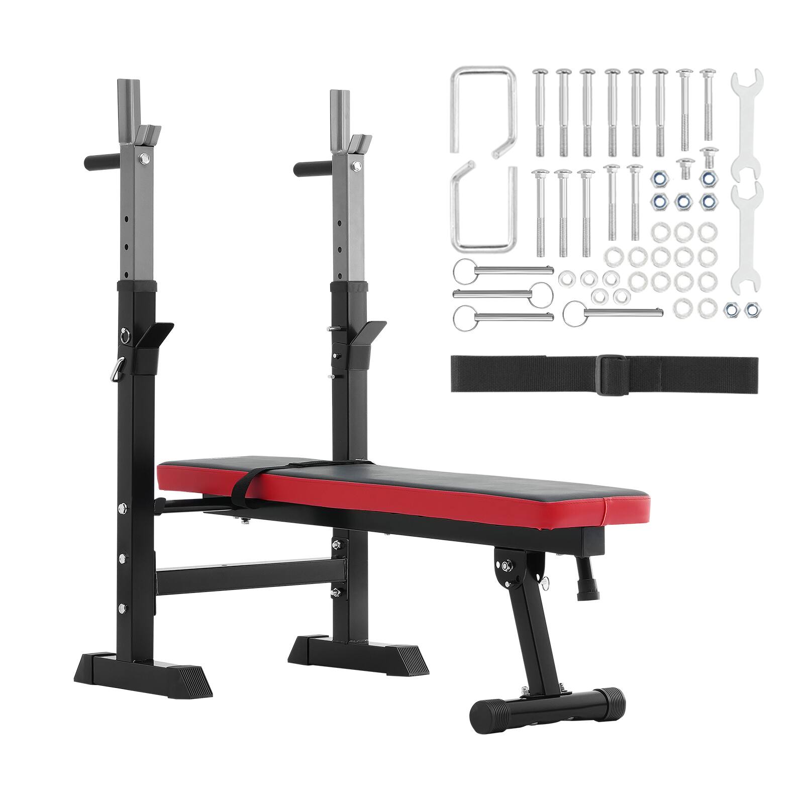 Alt View 5. VEVOR - Weight Bench, Adjustable Weight Bench for Full Body Workout, 400lbs Exercise Sit up Bench for Home Gym Strength Training - Black,Red.