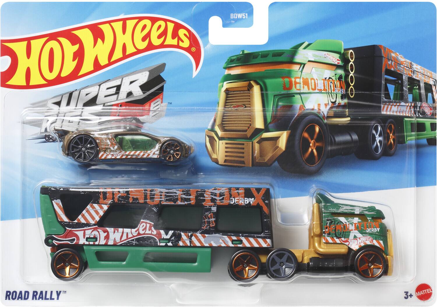 BDW51 Hot Wheels Super Wheels Road Rally 3+ Mattel Demolition Derby