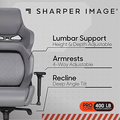 SHARPER IMAGE Lumbar Support Height & Depth Adjustable Armrests 4-Way Adjustable Recline Deep Angle Tilt PRO 400 LB CORE WEIGHT CAPACITY