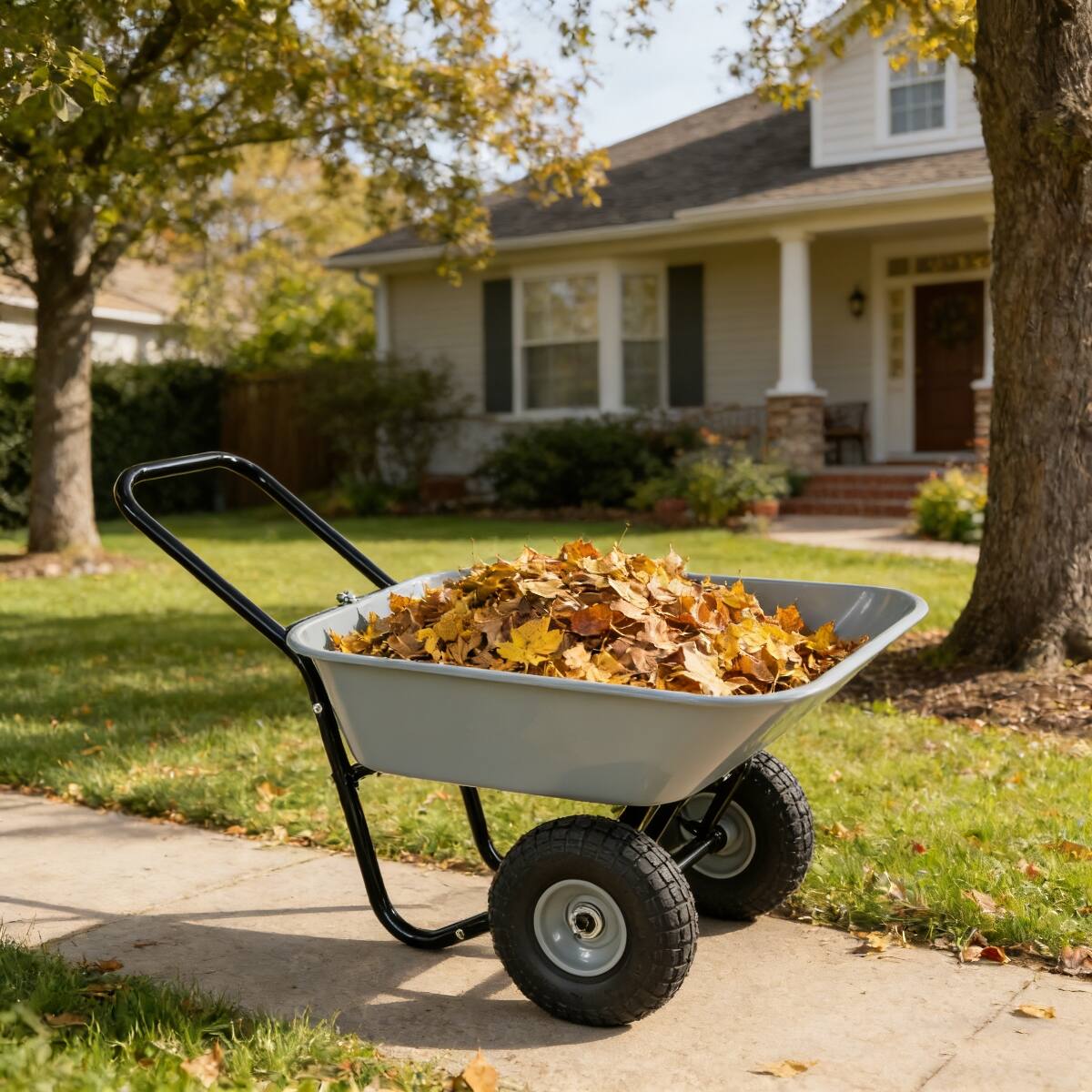 Alt View 1. Loheer - Loheer Two-Wheeled Garden Cart with 10-Inch Pneumatic Wheels Gray Utility Yard Cart.