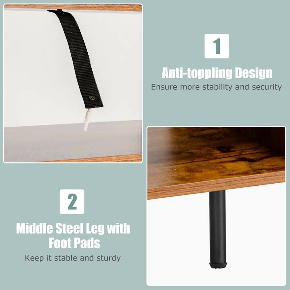 1. Anti-toppling Design  
   Ensure more stability and security

2. Middle Steel Leg with Foot Pads  
   Keep it stable and sturdy
