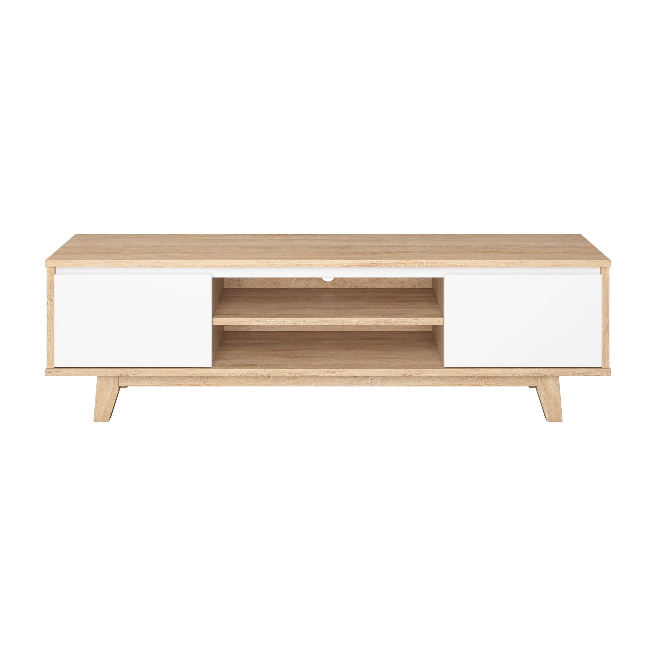 Front. CorLiving - Fort Worth White and Brown Wood Grain Finish TV Stand for Most TV's up to 68" - Brown and white.