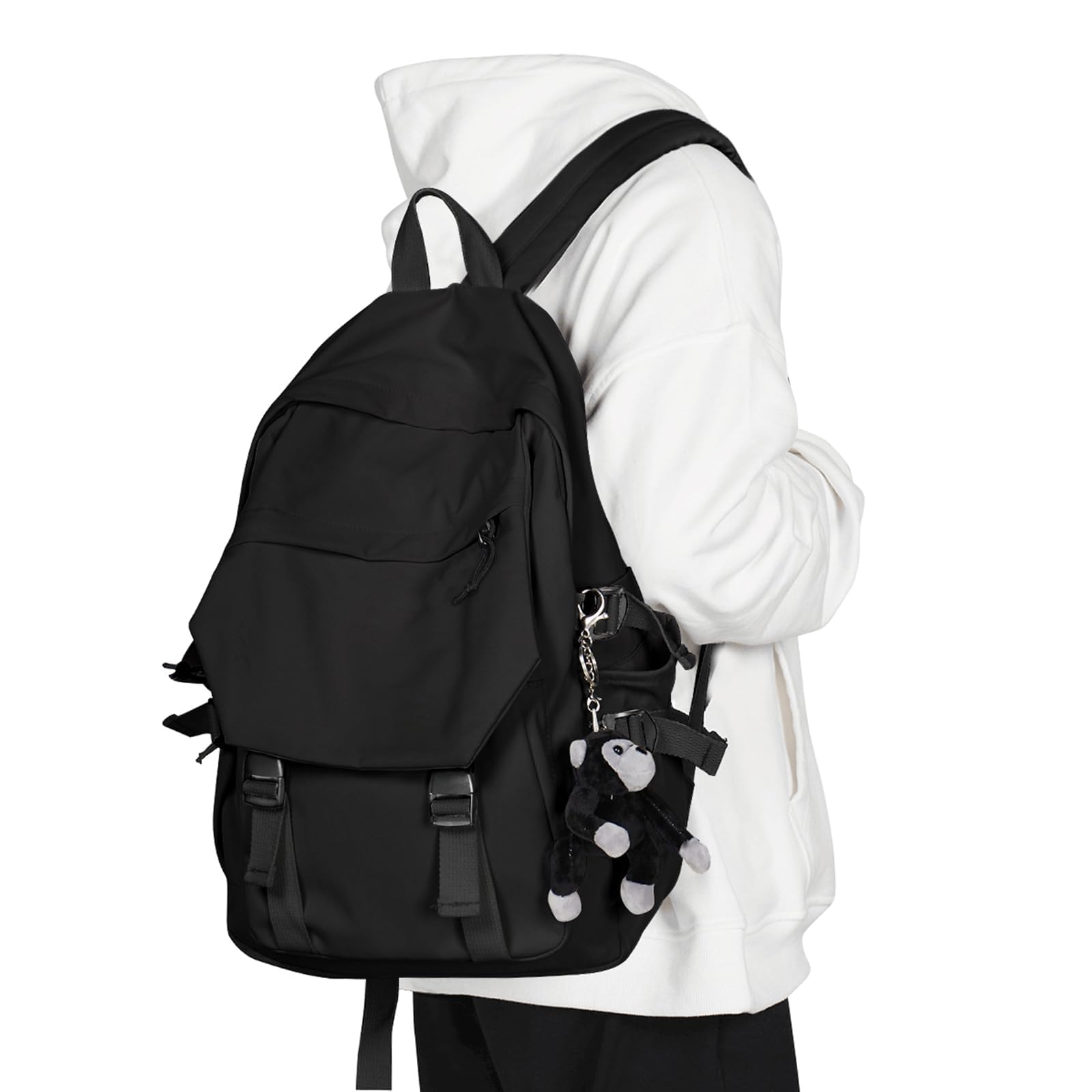 Front. Live At Space - Lightweight School Bag Casual Daypack College Laptop Backpack For Men Women Water Resistant Travel Rucksack Sports High - A-black.