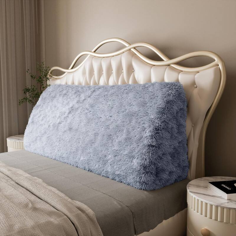 Alt View 2. wowmax - Twin Blue Velvet Headboard Pillow - Wedge Reading Pillow for Sitting Up in Bed, Removable Cover - Blue.
