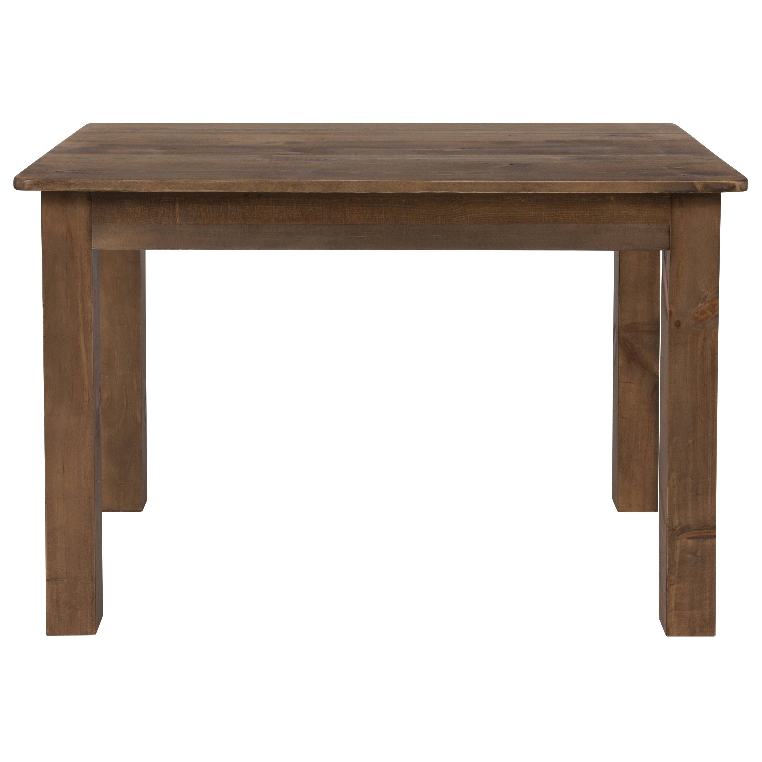 Alt View 5. Emma + Oliver - 46" x 30" Rectangular Antique Rustic Solid Pine Farm Dining Table - Antique Rustic.