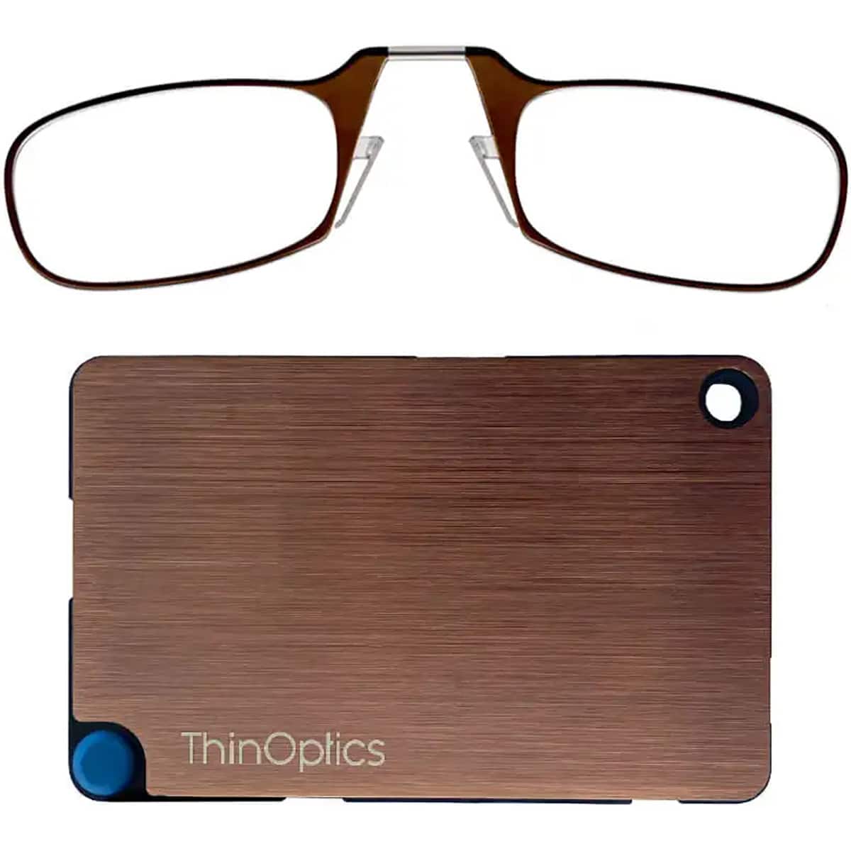 ThinOptics - Readers with Wallet - 1.50 - Brown Frame, Rose Gold Wallet - Brown/Rose Gold