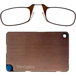 ThinOptics - Readers with Wallet - 1.50 - Brown Frame, Rose Gold Wallet - Brown/Rose Gold
