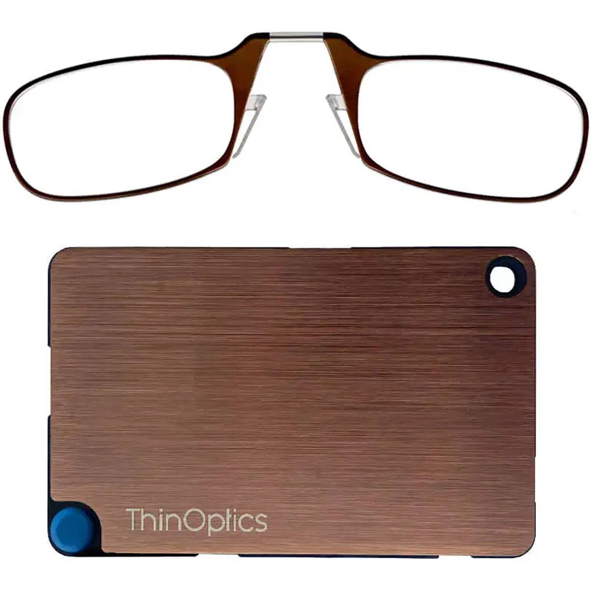 Front. ThinOptics - ThinOptics Readers with Wallet - 1.50 - Brown Frame, Rose Gold Wallet - Brown/Rose Gold.