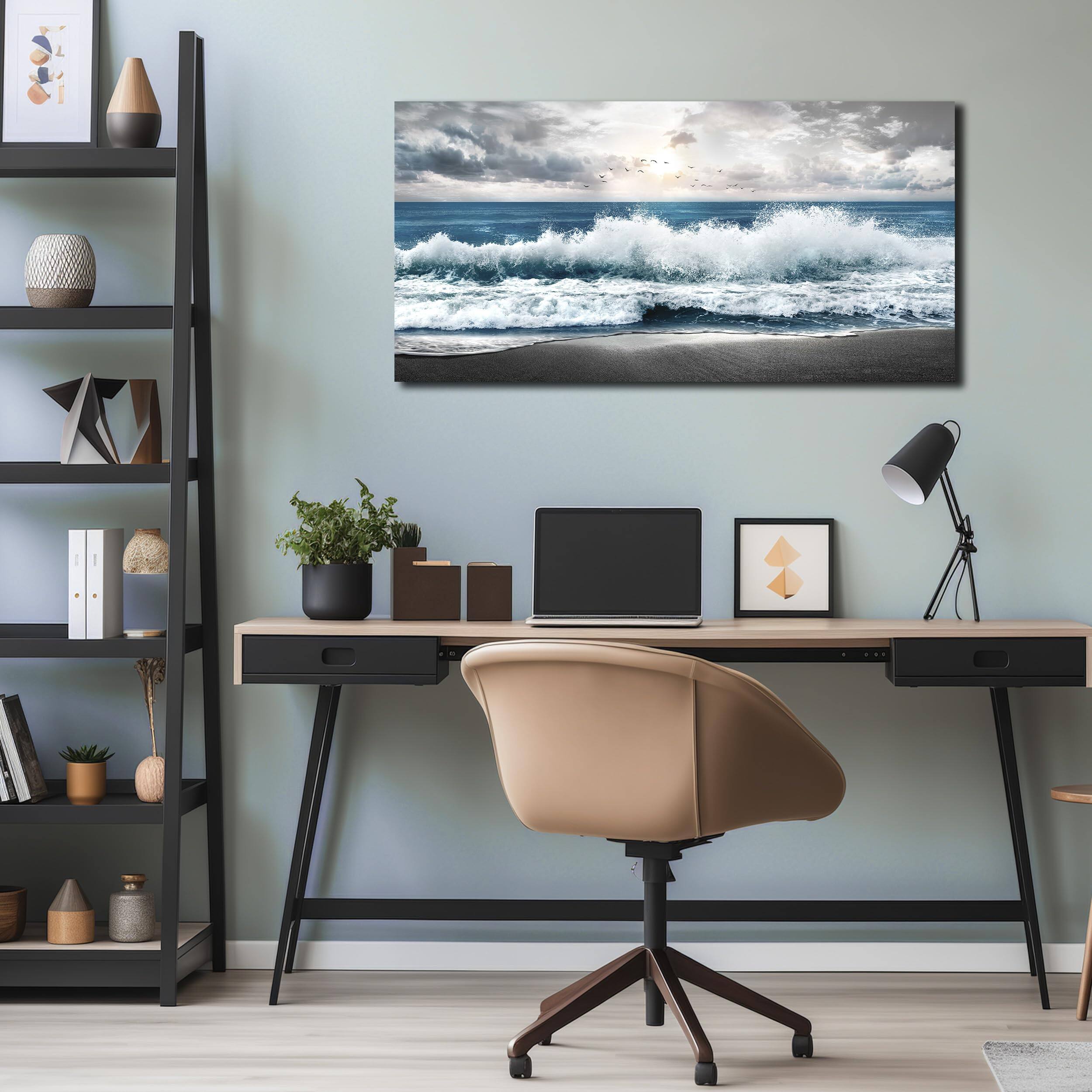 Alt View 3. Hirose Alice - Beach Pictures Wall Art for Bedroom Ocean Pictures for Wall Blue Wall Picture for Living Room Ready to Hang - Blue 48"L x 24"W.