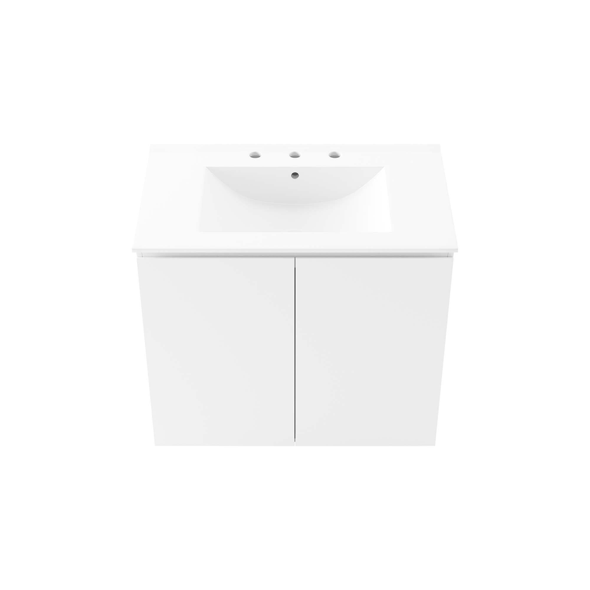 Alt View 4. Modway - Bryn Wall-Mount Bathroom Vanity Basin Included - White White.
