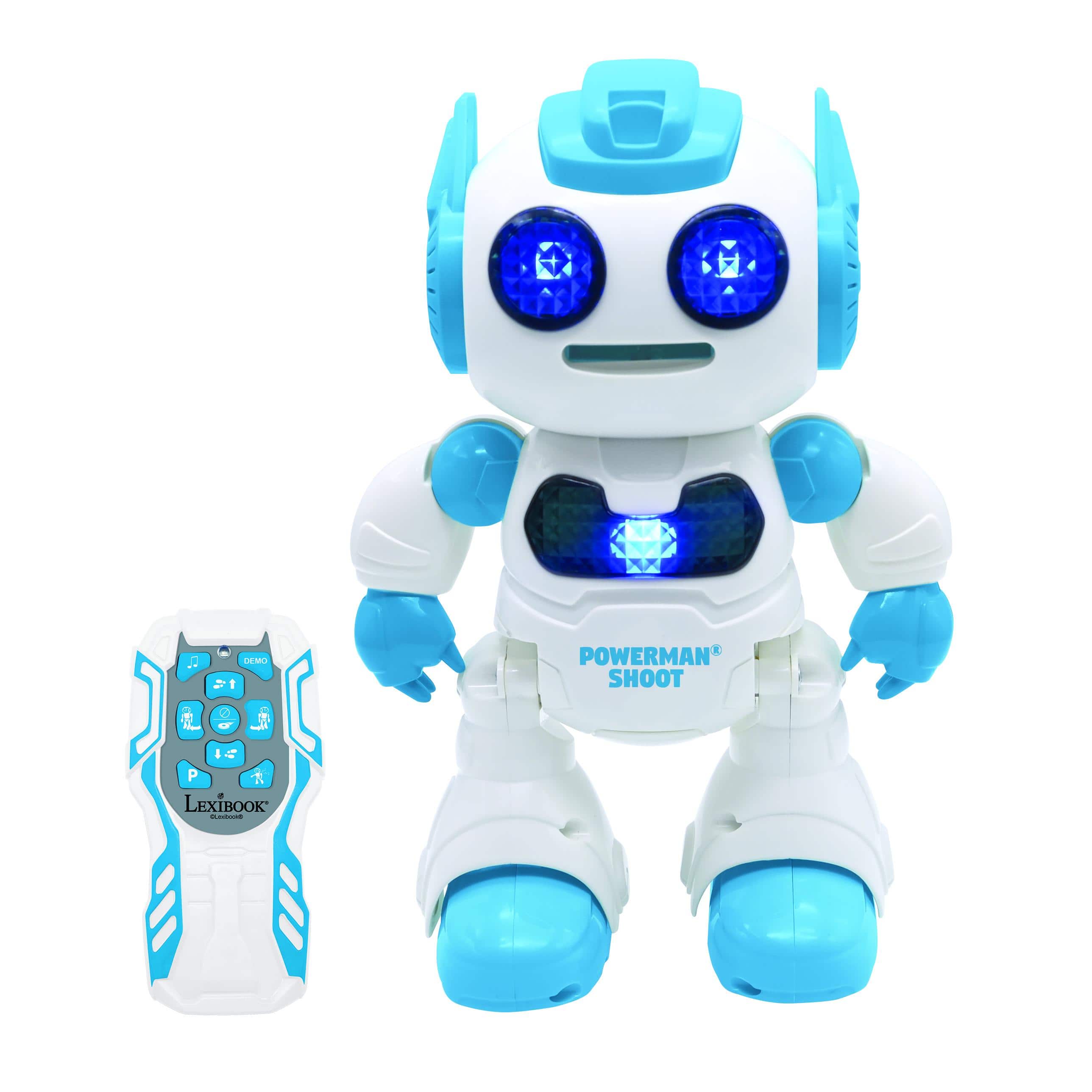 Lexibook - Powerman Shoot STEM Robot. Dance. Music. Demo with Remote Control & Foam Discs