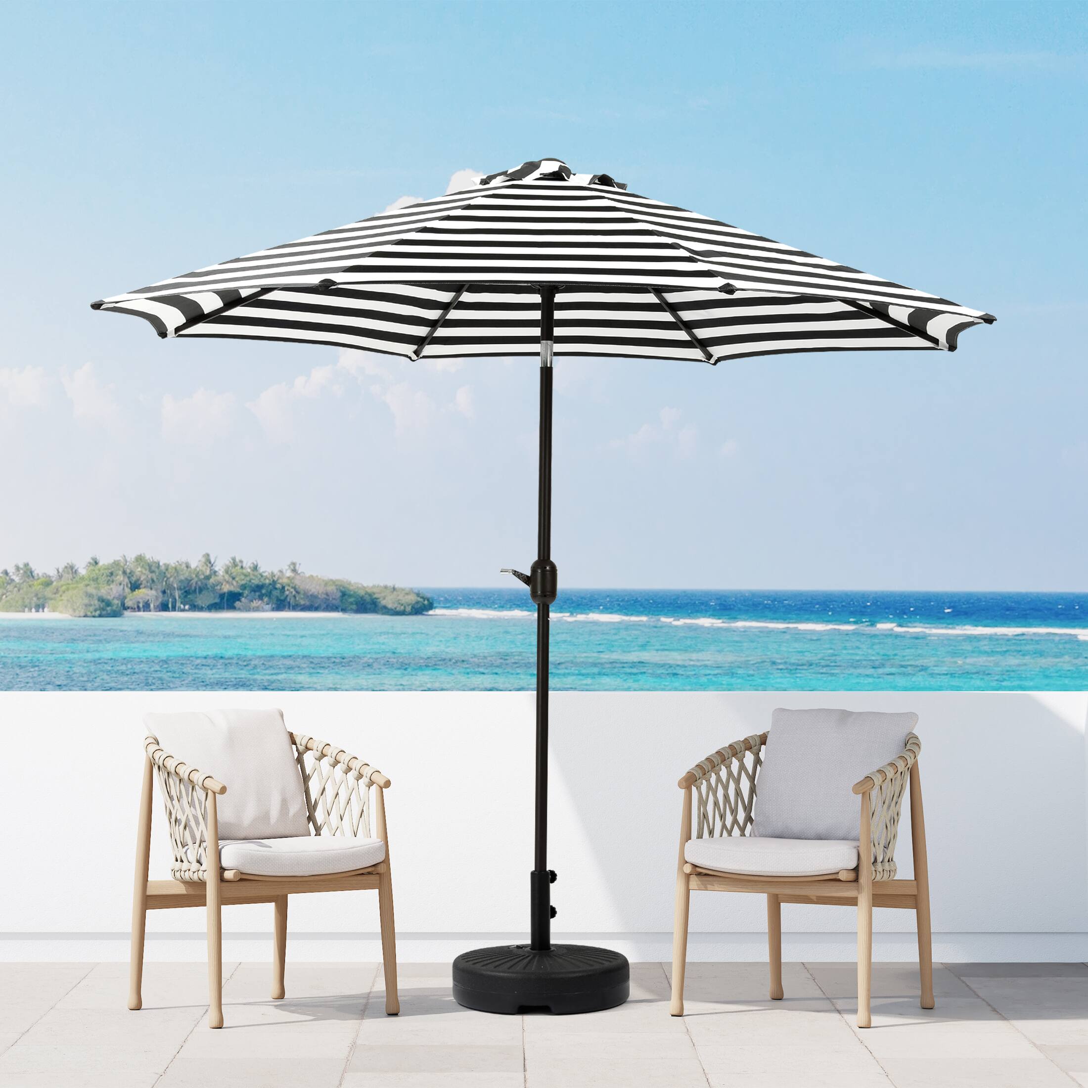 Angle. WestinTrends - WestinTrends Paolo 9 ft. Patio Table Umbrella with tilt and crank features - Black/White.