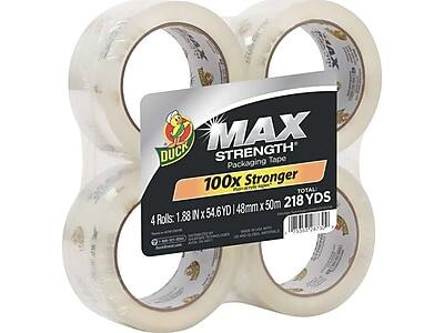 MAX DUCK STRENGTH Tape Packaging 100x Stronger TOTAL 50m 218 YDS I 48mm X 4 Rolls: 1.88 IN X 54.6YD