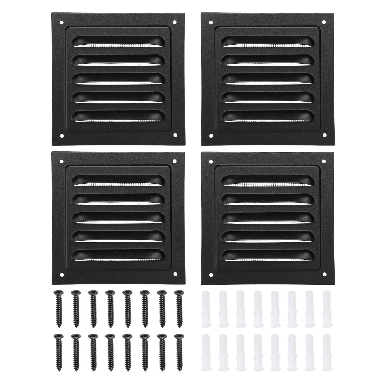 "Unique Bargains - 4""x4"" Aluminum Gable Vent, 4pcs Exterior Wall Outlet Square Soffit Vent HVAC Louver Air Grille with Built-in Screen - Black" price history on PriceWatchPro