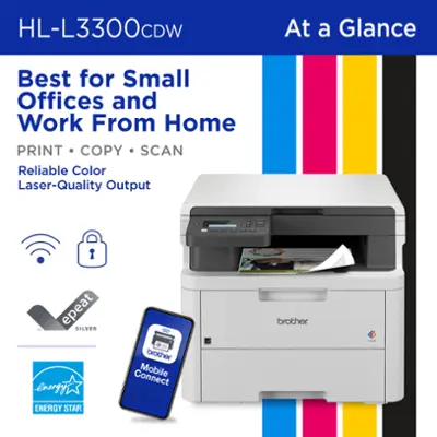 HL-L3300CDW Wireless Digital Color Multifunction Printer, Copy/Print/Scan