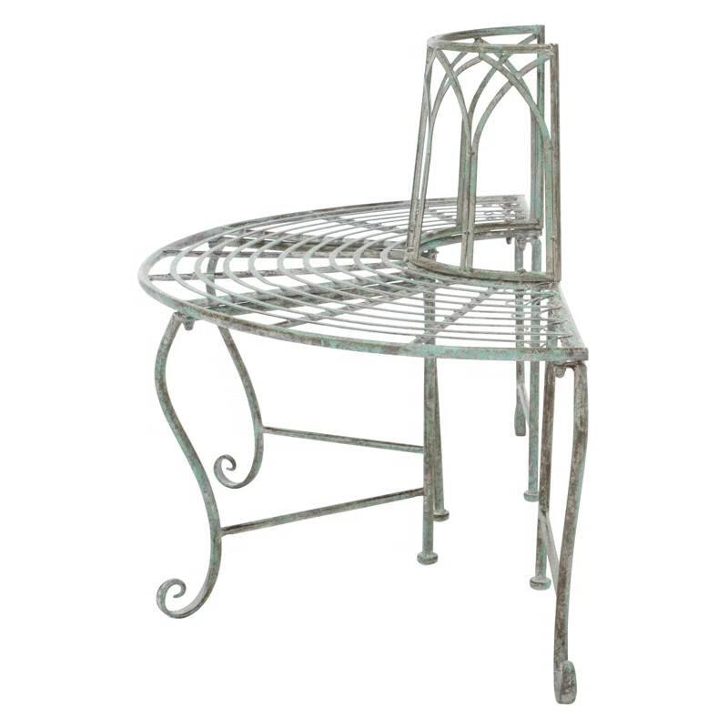 Left. SlickBlue - Outdoor Half-Circle Tree Bench for Patio and Garden Seating - Green.