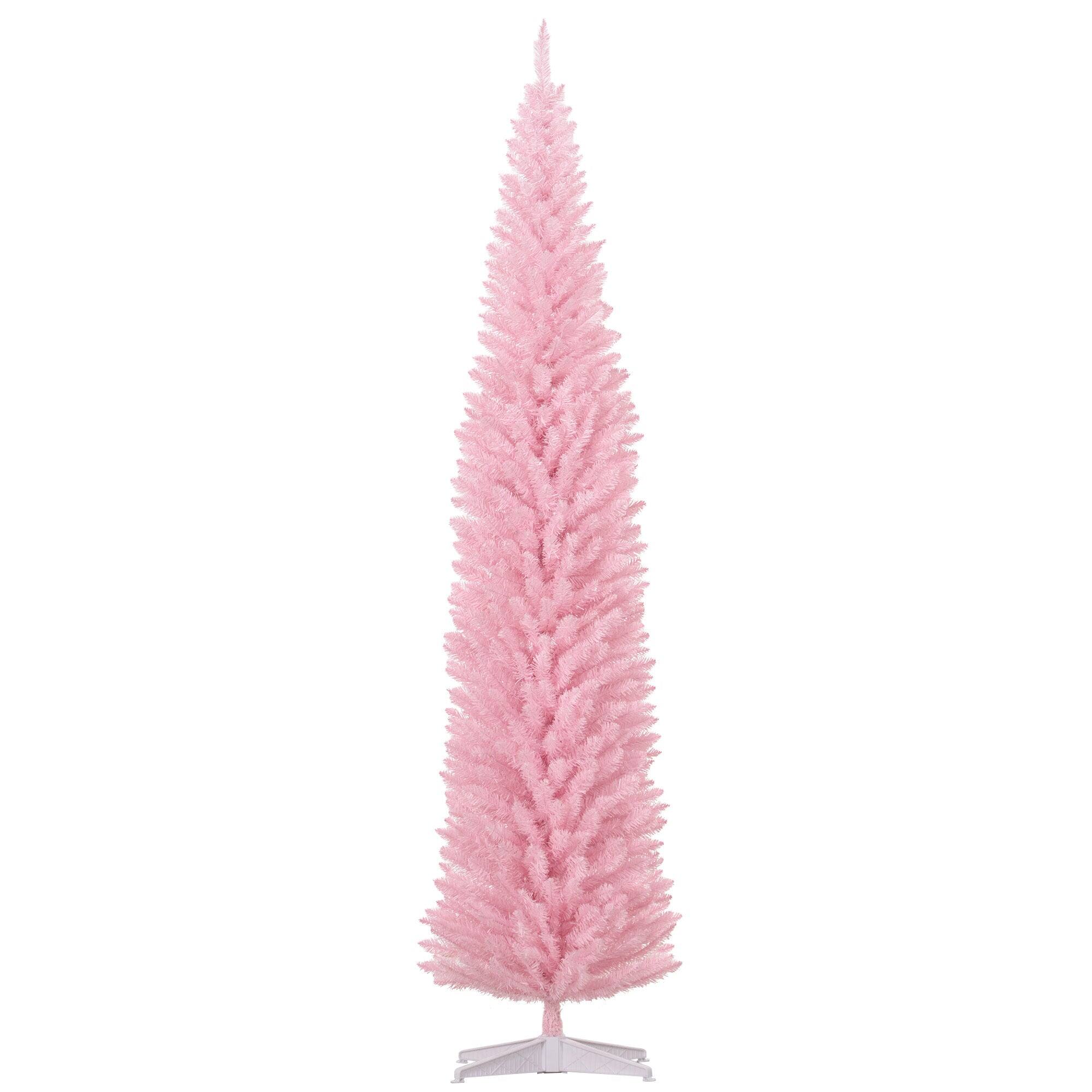Alt View 5. BreeBe - 8 ft Artificial Pencil Christmas Tree - Pink.