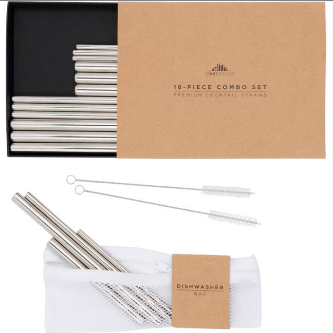 16-PIECE COMBO SET  
PREMIUM COCKTAIL STRAWS  

DISHWASHER BAG