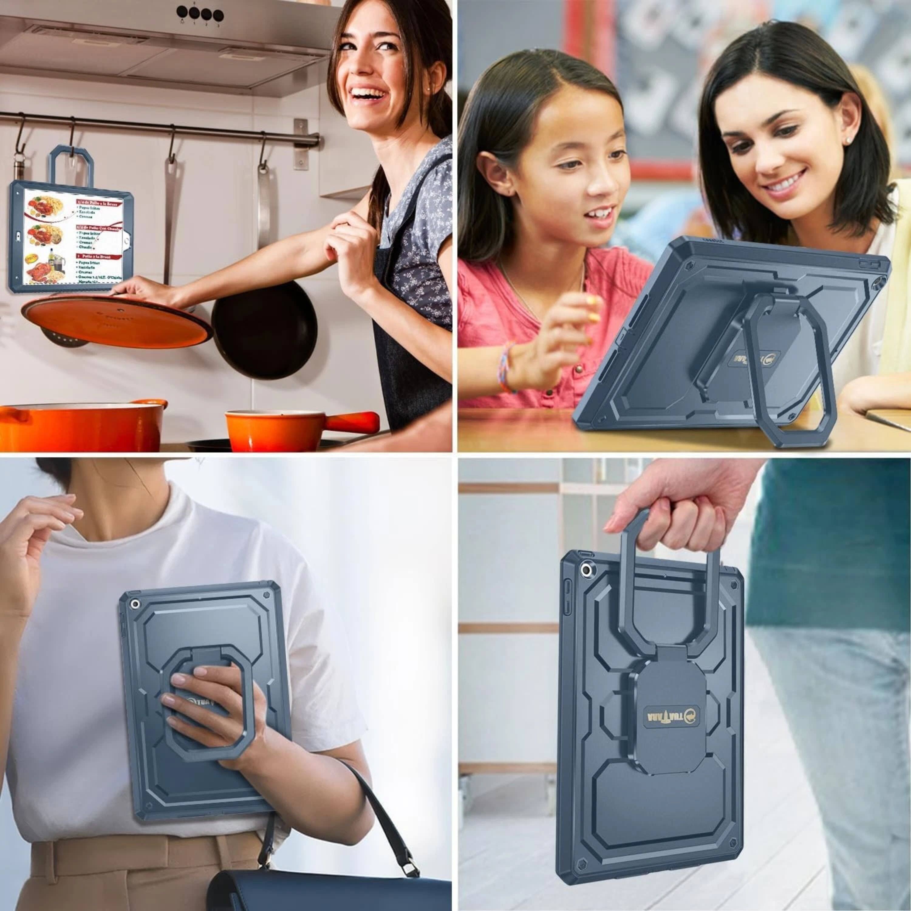 Alt View 3. Kitcheniva - Rotating Case Cover Built-in Screen Protector For iPad 10.2" 9th Generation 2021 Navy - Navy.
