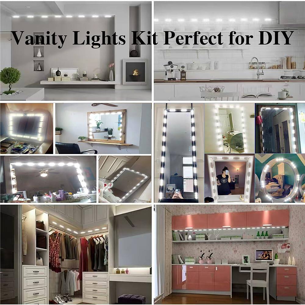 Earthley Blooms Hollywood Style Vanity Lights Kit Led Dimmable Mirror ...