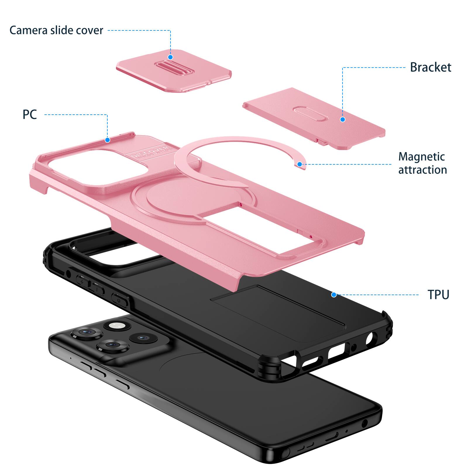 Camera slide cover  
Bracket  
PC  
Magnetic attraction  
TPU