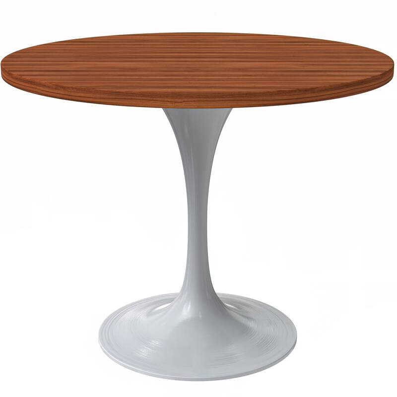 LeisureMod Verve 36 Inch Round Dining Table with MDF Top and White Base ...
