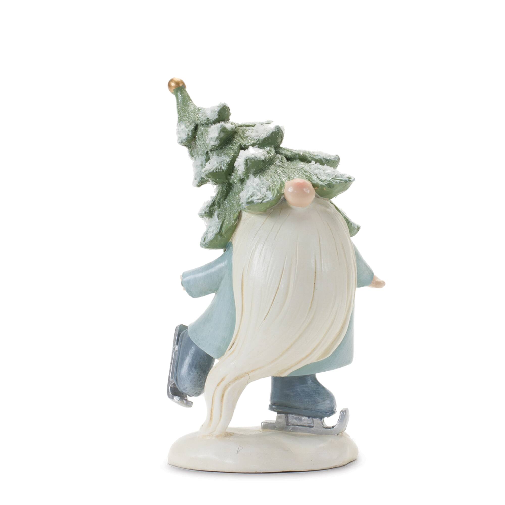 Left. BreeBe - Pine Tree Gnome with Skis and Skates (Set of 3) - Blue , White.