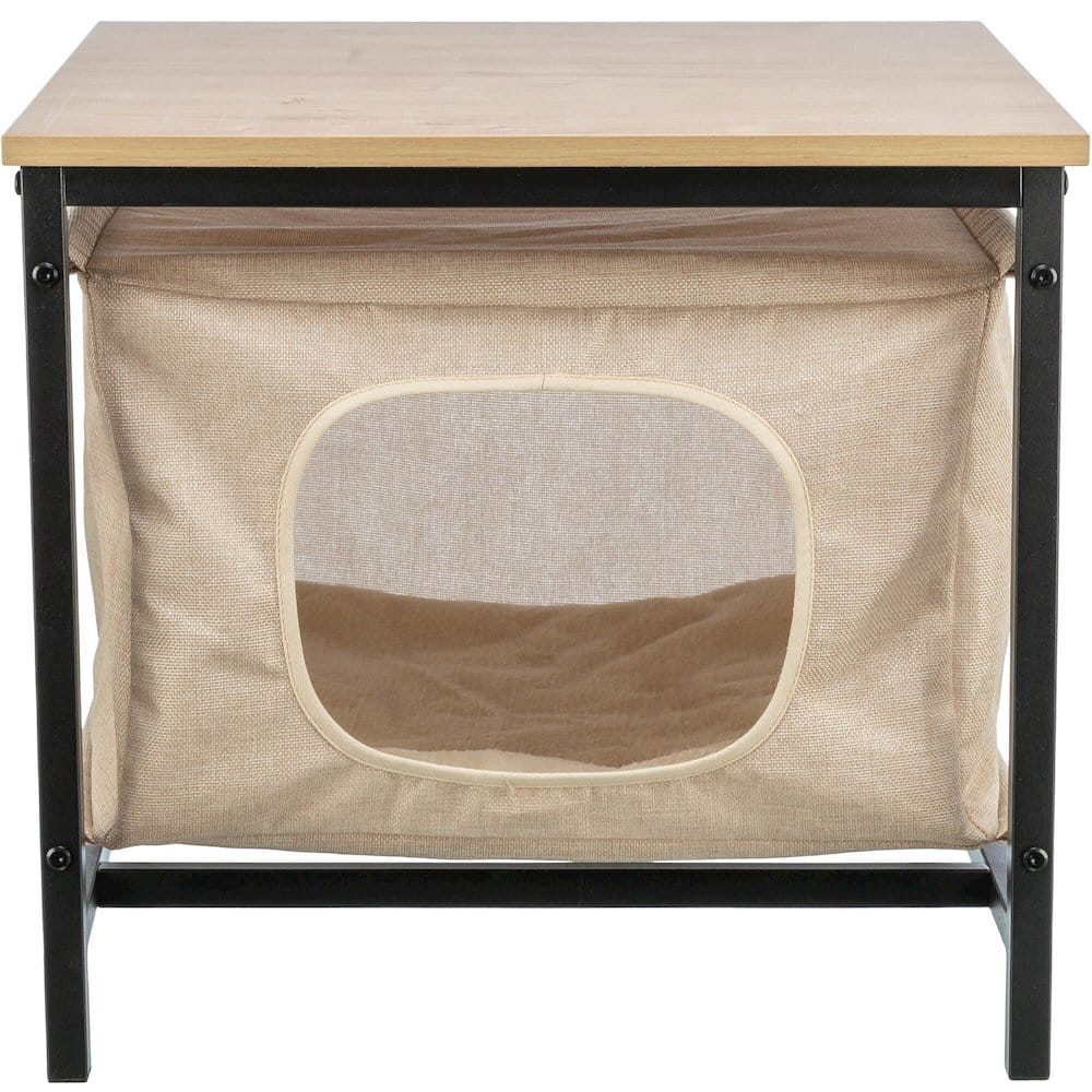 TRIXIE - Emmie Indoor Cat Condo, Cat Bed Side Table, Cat Hideaway Cave with Cozy Cushion - Beige