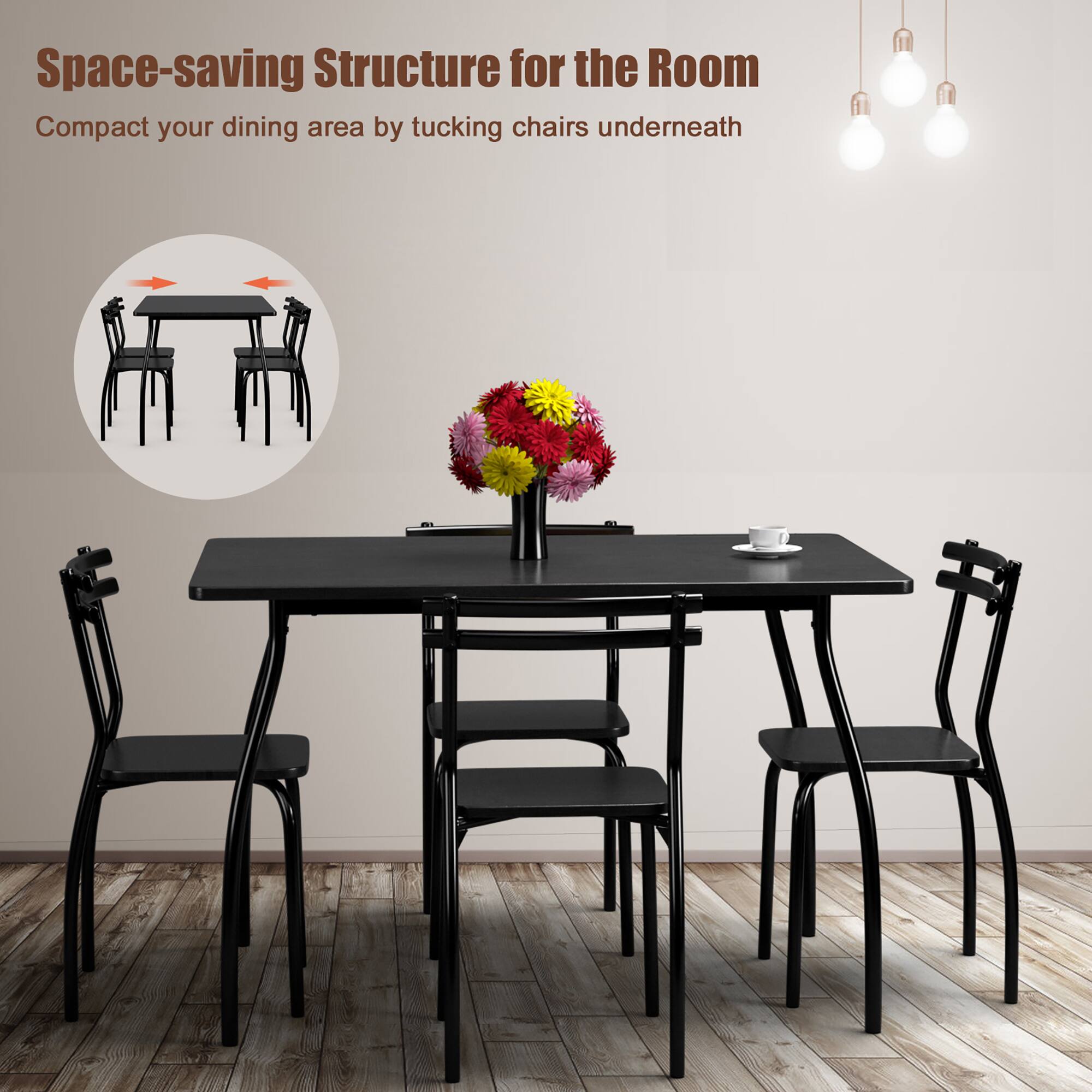 Space-saving Structure for the Room: Compact your dining area by tucking chairs underneath.