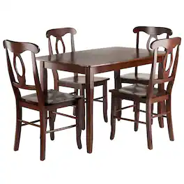 Winsome Wood - Inglewood 5-Pc Dining Table with Key Hole Back Chairs - Walnut