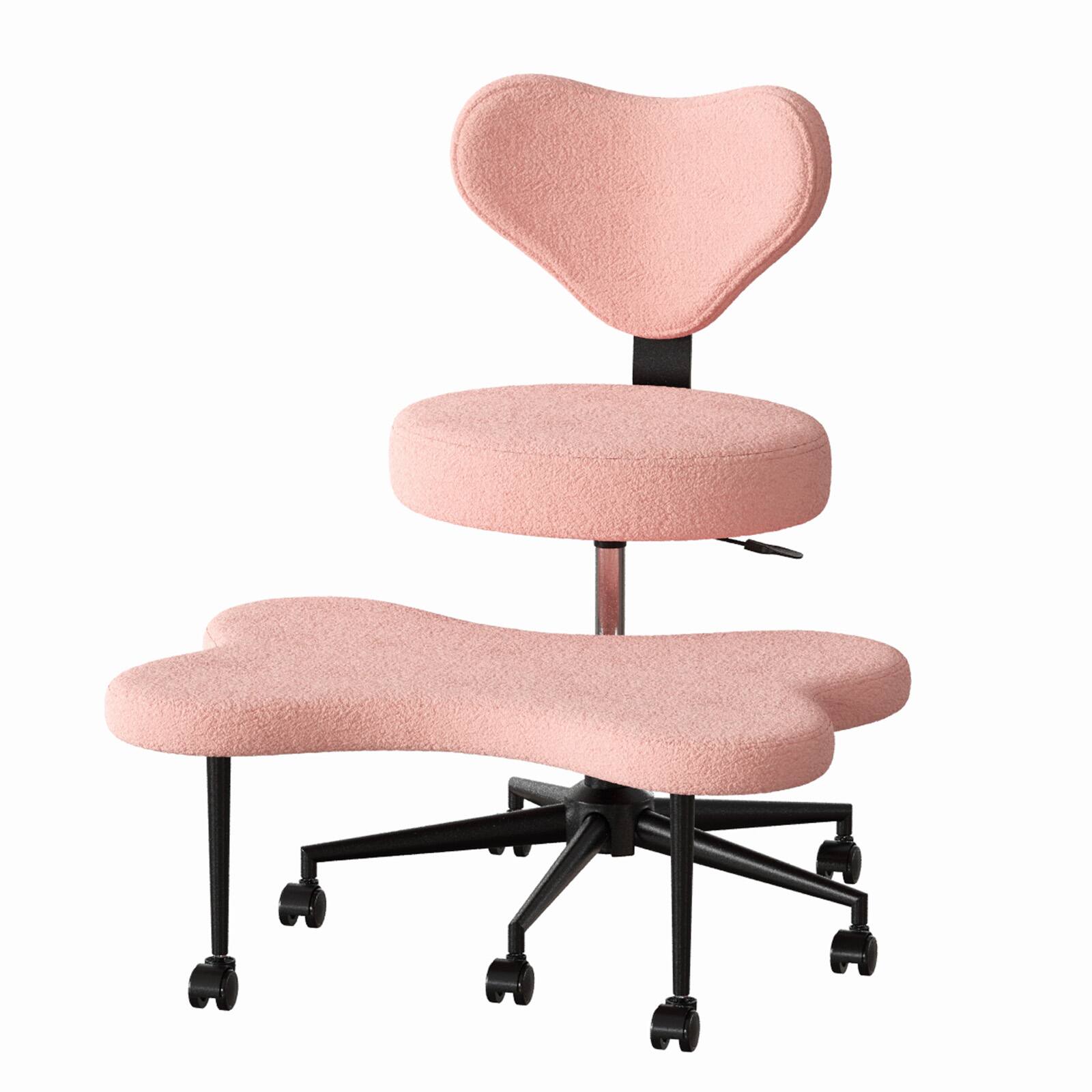 Alt View 4. Pinmoco - Ergonomic Cross-Legged Swivel Chair, Adjustable Height Meditation Chair with Back Support - Pink.