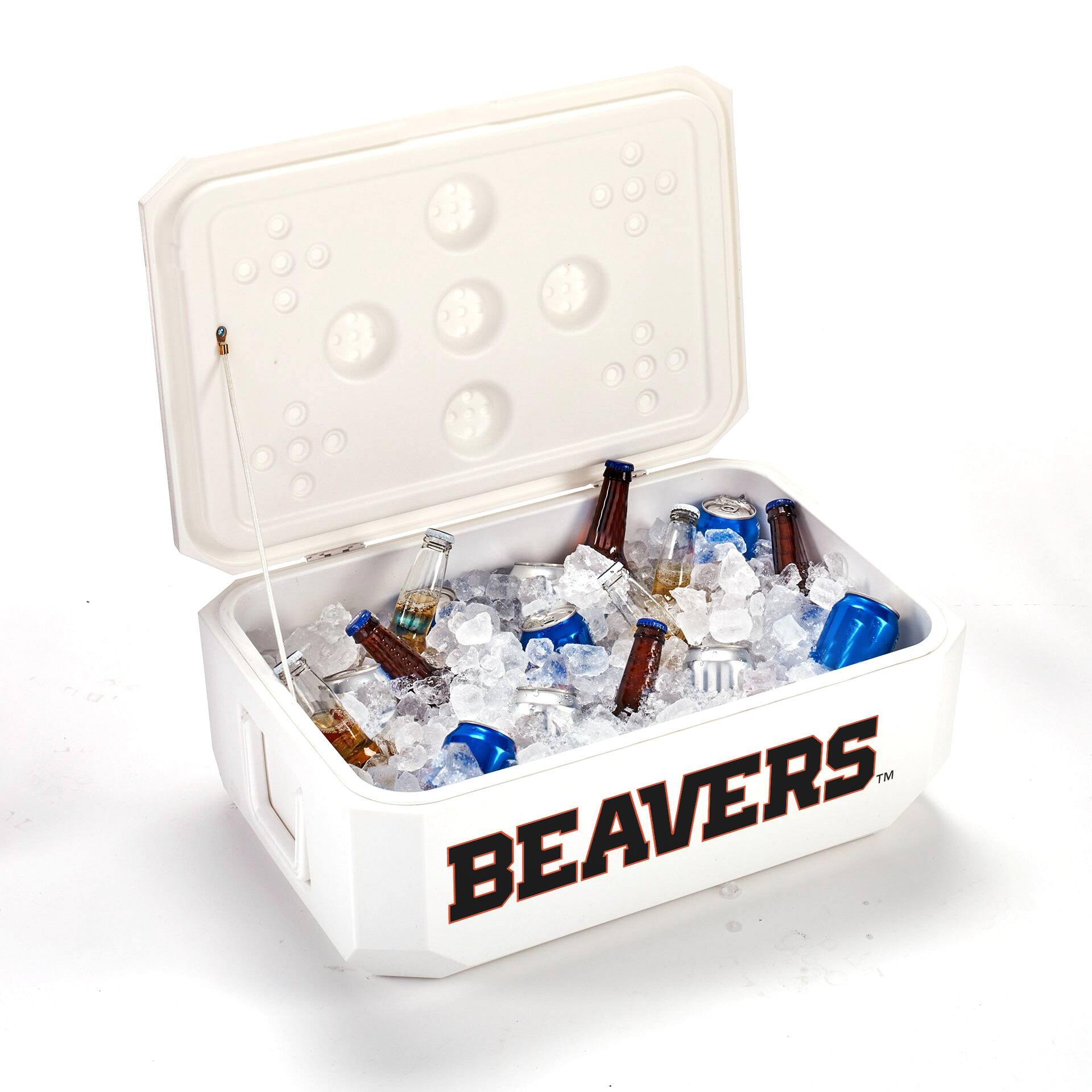 Alt View 1. Indigo Falls - White Oregon State Beavers 40-Can Cornhole Cooler - White.