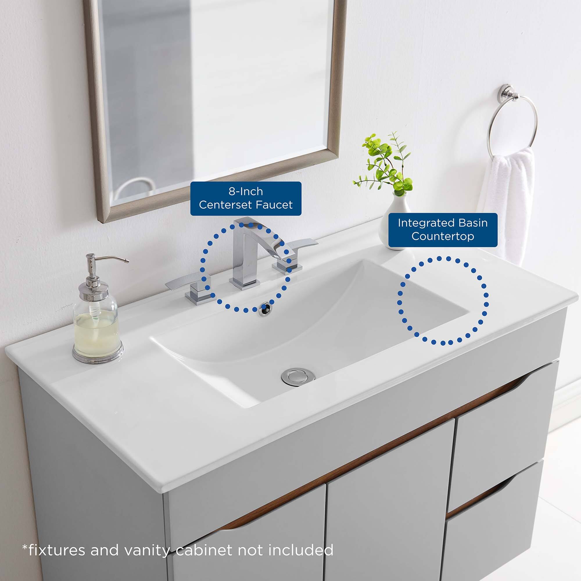 8-Inch Centerset Faucet  
Integrated Basin Countertop  
*fixtures and vanity cabinet not included