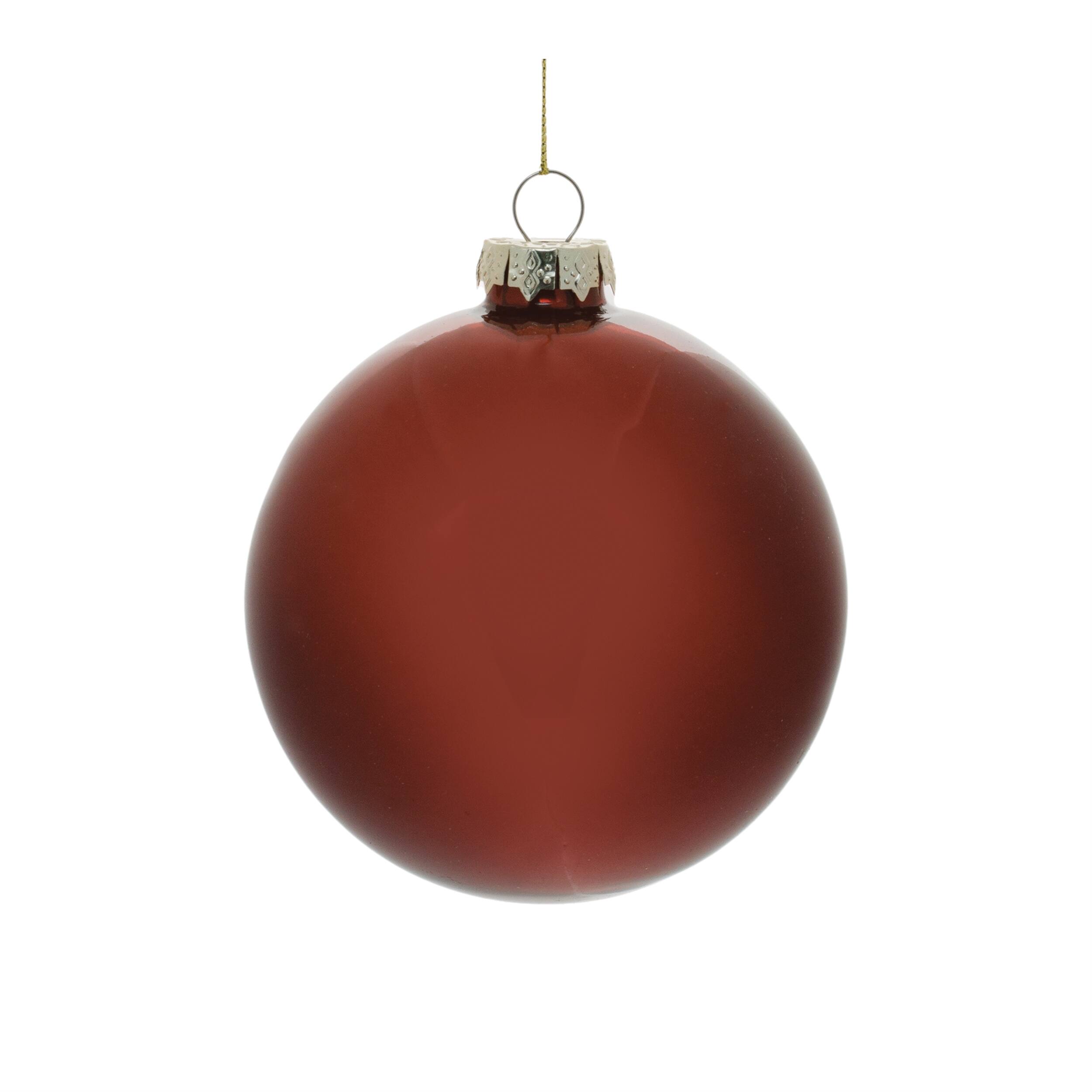 Left. BreeBe - Red Glass Ball Ornament (Set of 6) - Red.