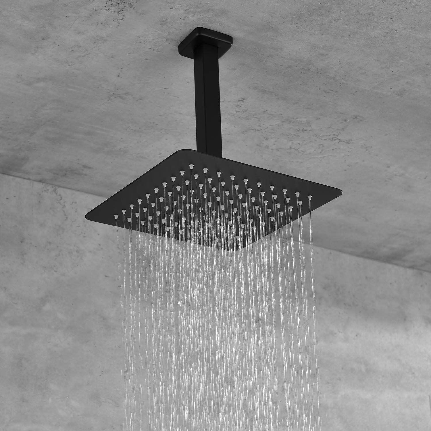 Angle. APRILSOUL - 16 inch Shower Head System Ceiling Mounted Shower - Matte Black.