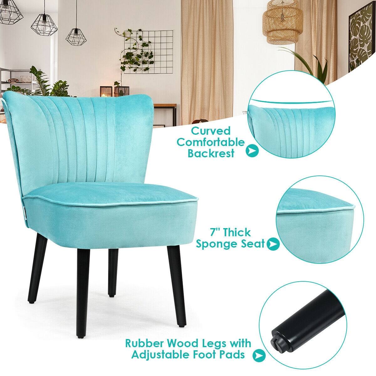 Curved Comfortable Backrest, 7" Thick Sponge Seat, Rubber Wood Legs with Adjustable Foot Pads