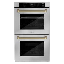 ZLINE - Autograph 30 in. True Convection Double Wall Oven & Bronze Helix Handles (WADZ-30-KCB) - Stainless Steel
