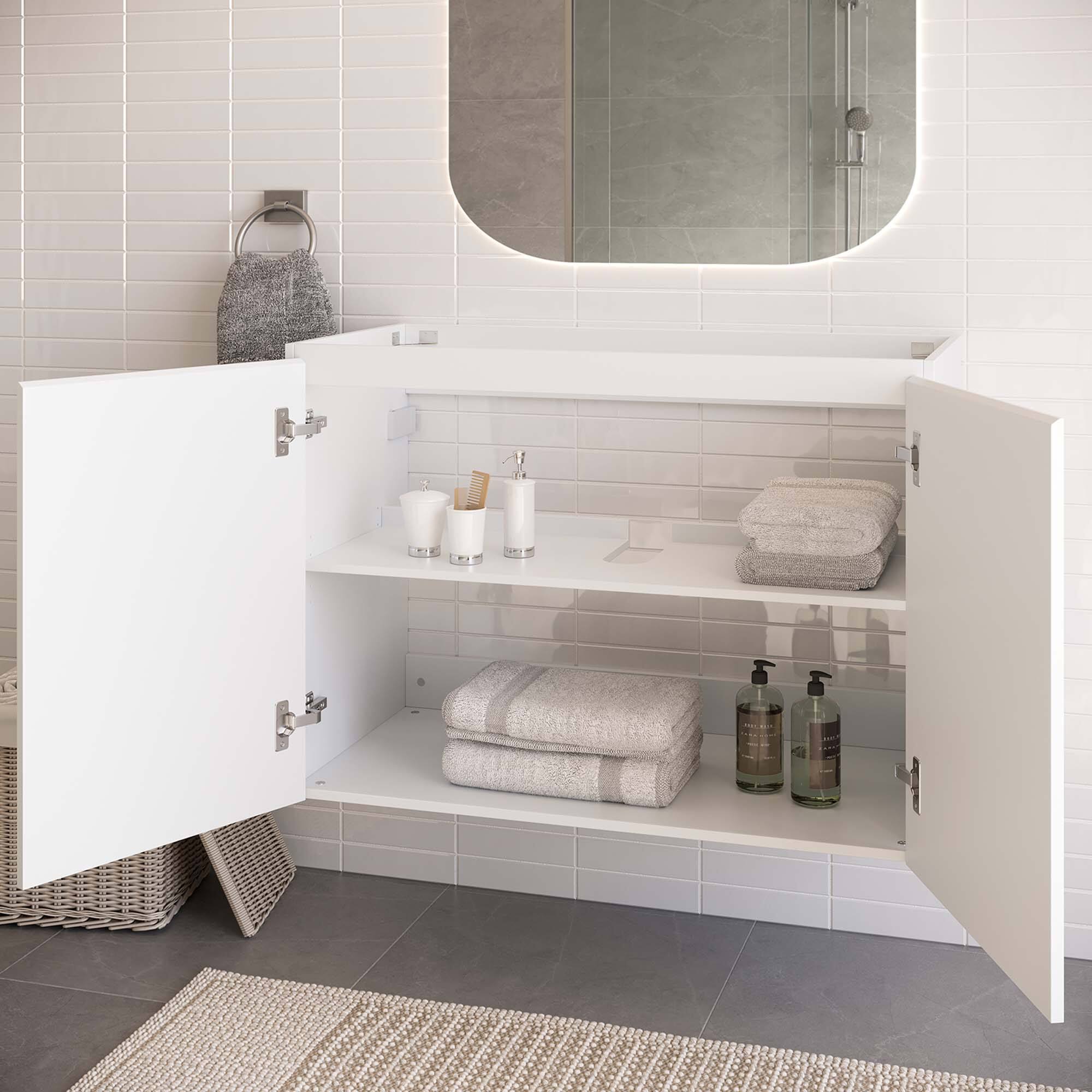 Modway - Bryn Wall-Mount Bathroom Cabinet Basin Not Included - White