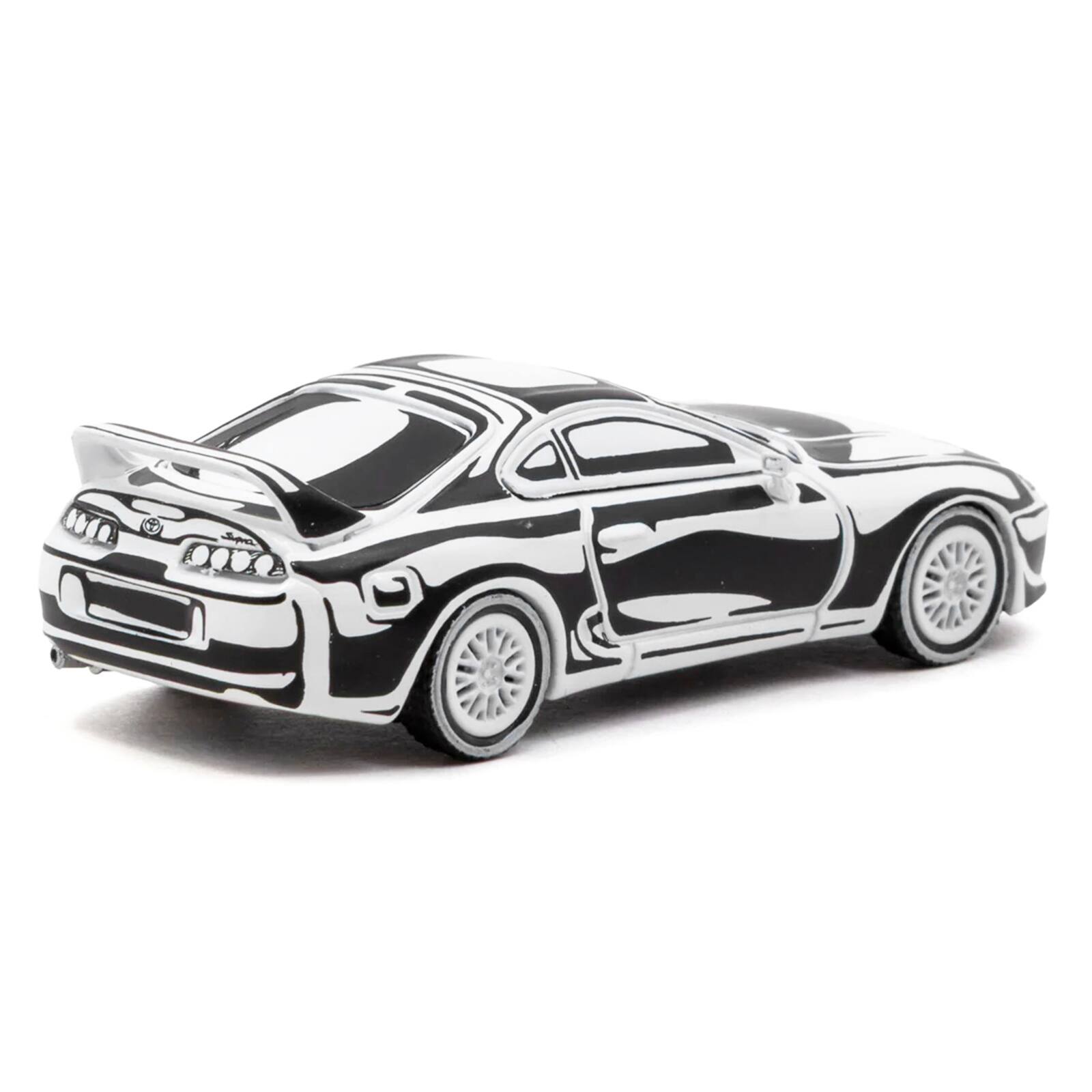Alt View 2. Tarmac Works - Toyota Supra "Designed by Joshua Vides" Black and White "Hobby64" Series 1/64 Diecast Model Car by Tarmac Works.