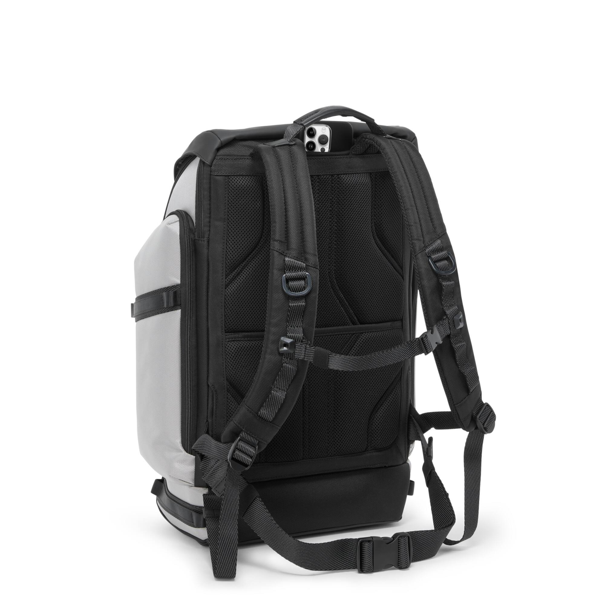 Left. TUMI - Alpha Bravo Expedition Backpack - Pearl Gray Mesh.