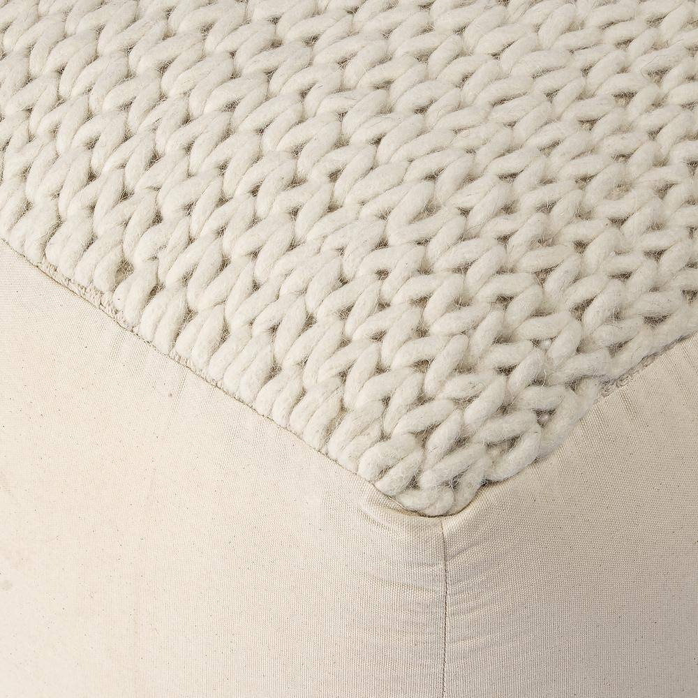 Back. Butler Specialty - Fernandos Woven Pouffe - Cream,Ivory.