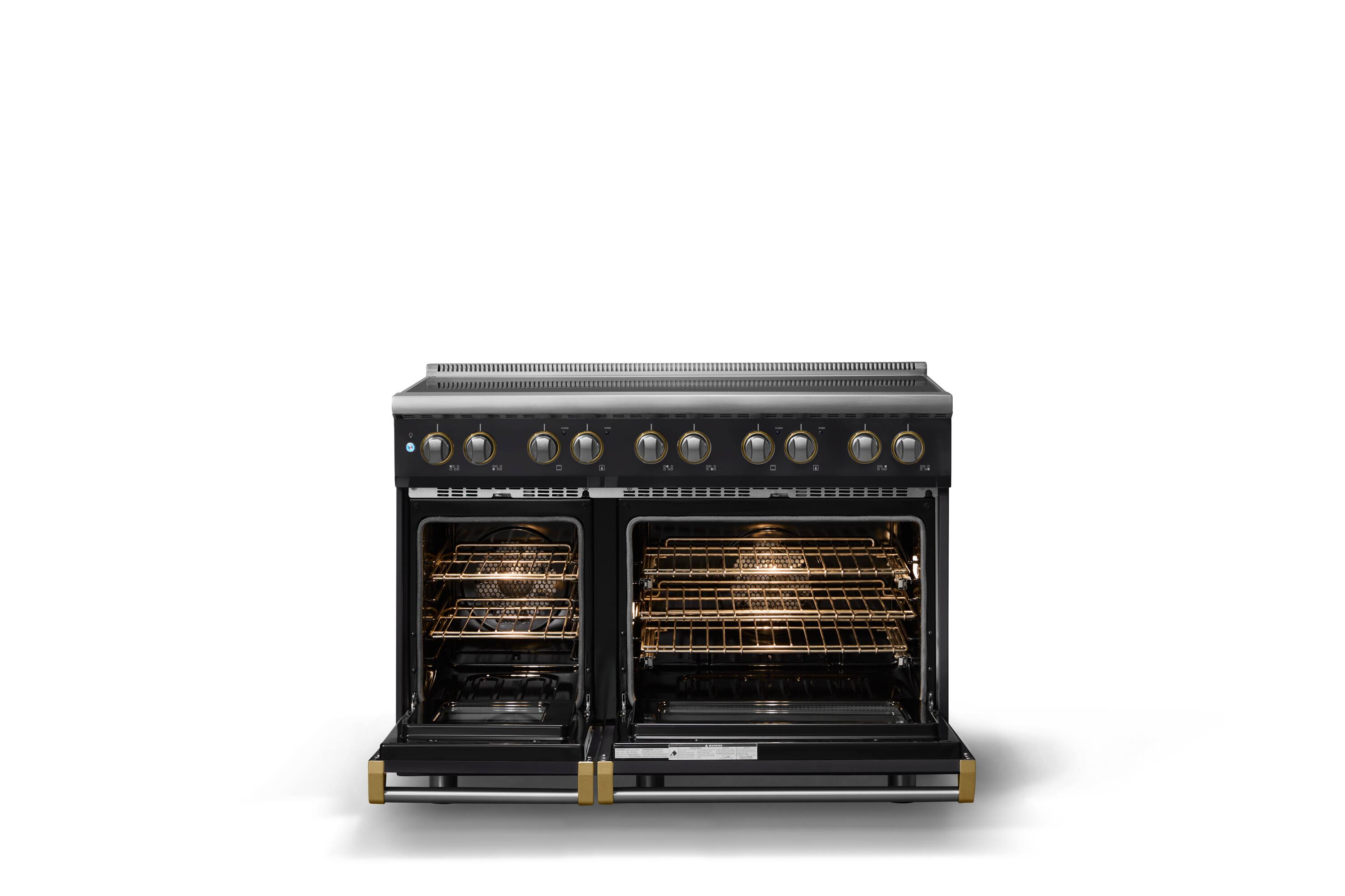 Alt View 1. Viking - 48 in. Wide 6 Elements 5 Series Freestanding Electric Induction Range - Onyx with Brushed Brass Trim - Onyx.