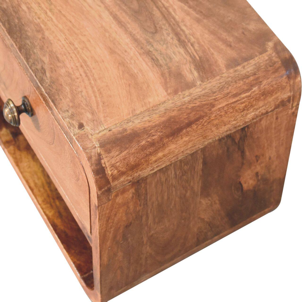 Alt View 1. Artisan Furniture - Artisan Furniture Solid Wood Mini Honey Caramel Wall Mounted Bedside with Open Slot, 1 Drawer, Brown - Brown.