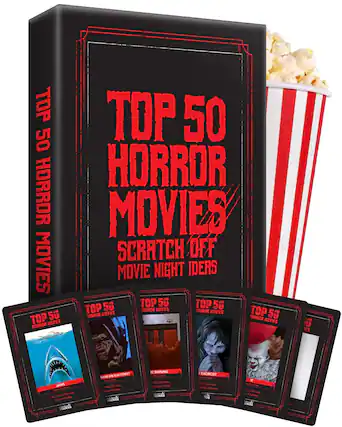 TOP 50 HORROR MOVIES SCRATCH OFF MOVIE NIGHT IDEAS
JAWS
- Steven Spielberg
- 1975
- 124 mins
- Action, Thriller
A NIGHTMARE ON ELM STREET
- Wes Craven
- 1984
- 104 mins
- Horror, Thriller
THE SHINING
- Stanley Kubrick
- 1980
- 144 mins
- Horror, Mystery
THE EXORCIST
- William Friedkin
- 1973
- 122 mins
- Horror, Mystery
IT
- Andy Muschietti
- 2017
- 135 mins
- Horror