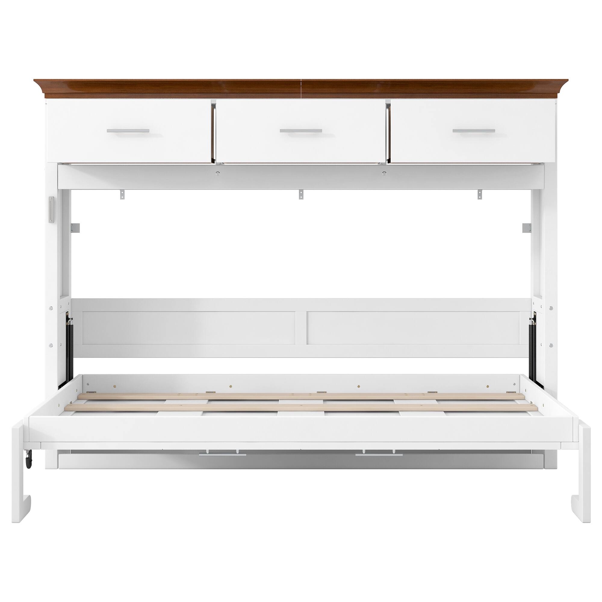 Alt View 1. Whisen - Twin Size Murphy Bed with 3 Drawers, Space-Saving Bedroom Furniture Frame, MDF and LVL Construction - White.