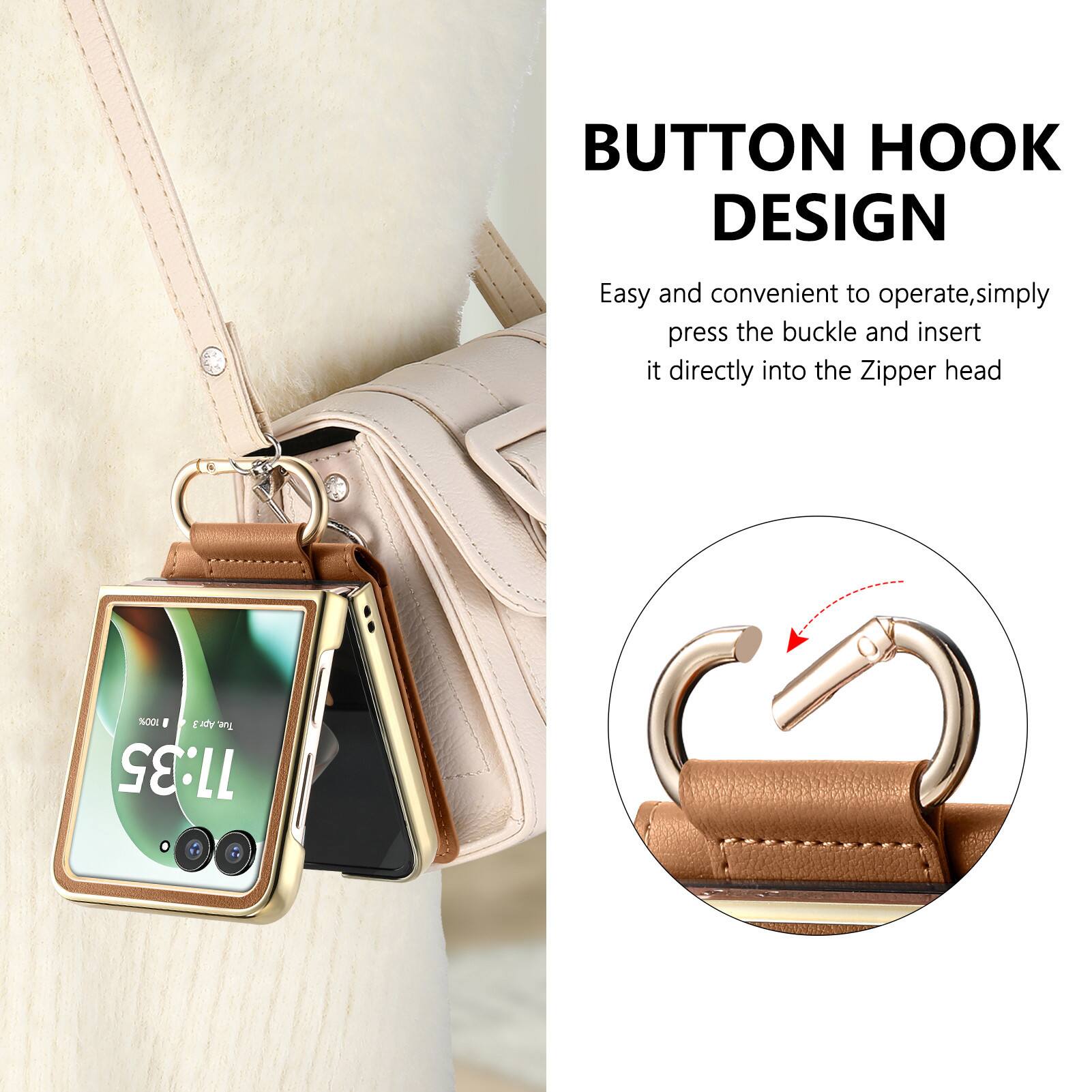 BUTTON HOOK DESIGN

Easy and convenient to operate, simply press the buckle and insert it directly into the Zipper head