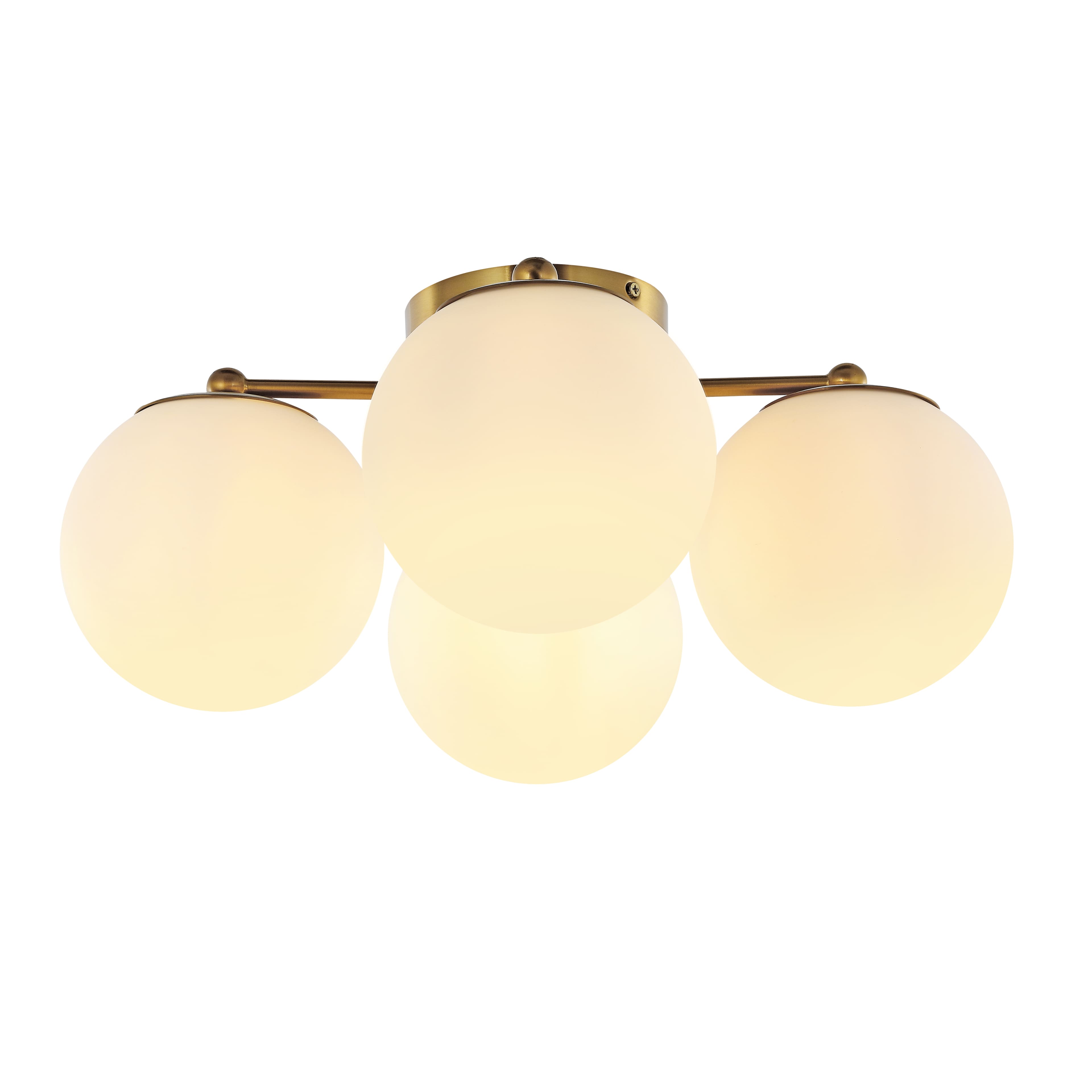 "Jonathan Y - Orly 18"" 4-Light Bohemian Farmhouse Iron/Frosted Glass LED Semi Flush Mount, /White - Brass Gold" price history on PriceWatchPro