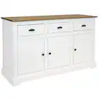 Front. Sunnydaze - Solid Pine Sideboard with 3 Drawers and 3 Doors - 32 in - White.